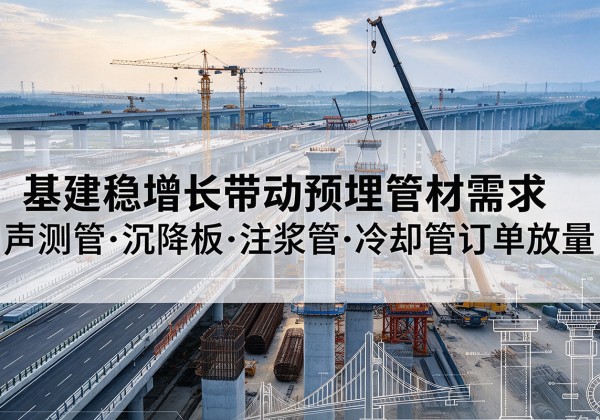 淮南基建稳增长带动预埋监测管材需求，声测管、沉降板、注浆管订单持续放量